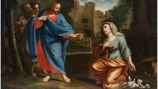 Jesus meets the Canaanite woman, Italian School, 17th/18th century