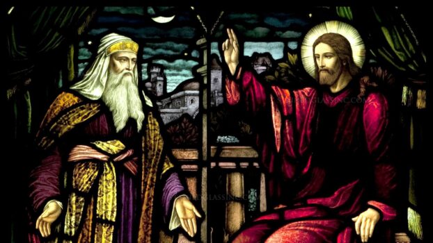 Isus i Nikodem - vitraj, stainedglassinc.com
